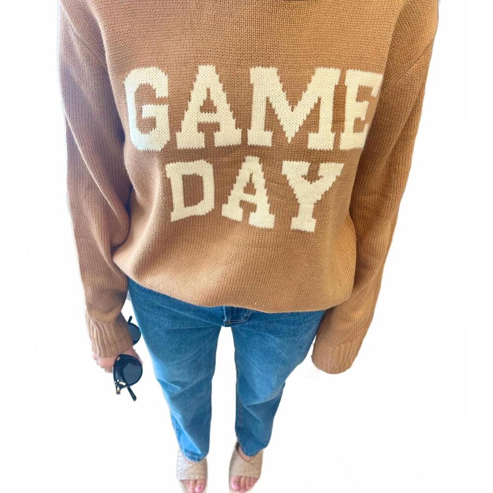NEW PANACHE APPAREL game day sweater in tan